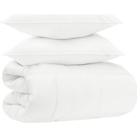 Bettwäsche-Set Weiß 240 x 260 cm Baumwolle, Bambus, Polyester vidaXL