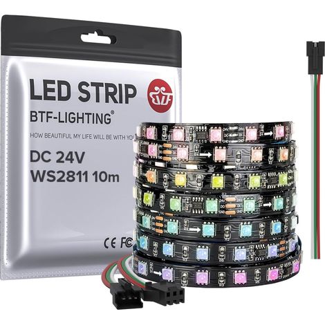 WS2811 IC RGB 5050SMD 10 m 60LED/m 100 Pixels 24 V IP30 10M Addressable RGB LED Strip Chase Effect for Bedroom, Kitchen, TV Backlight, Home Decoration.Strip Only. (1/5)