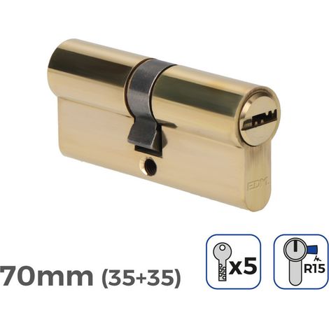 Cylindre De Porte 70mm (35+35mm) Largeur De Came R15 5 Clés De Sécurité Inclus Edm (1/3)