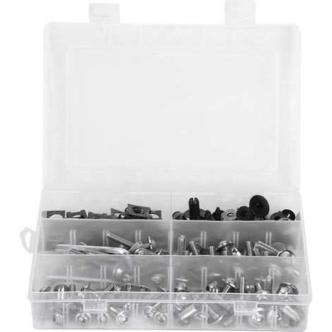 Kit di bulloni per carenatura moto, 173 pezzi, viti per carrozzeria, dadi, componenti per moto, argento (1/5)