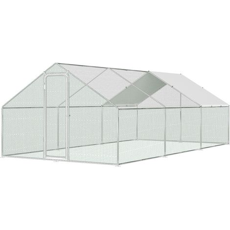 Jiubiaz Freilaufgehege 3x6x2m - Hühnerstall aus Metall begehbar mit 18 m² Lauffläche, Tür & Riegel - Freigehege für Hühner, Kleintiere & Pflanzen