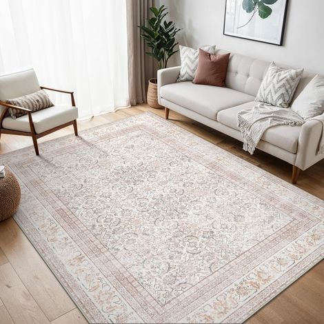 Tapis Salon Vintage 160x230cm Lavable en Machine Rug (1/5)
