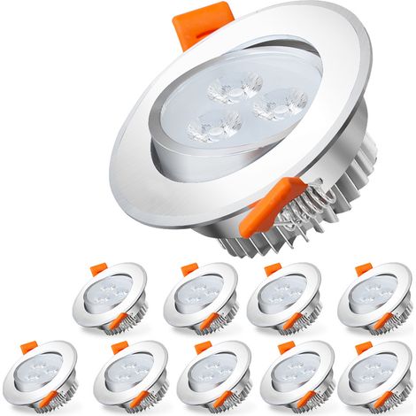 Wolketon Set di 10 faretti LED da incasso 3W Equ. Temperatura colore 25W: bianco caldo 3000K (1/5)