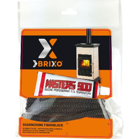 GUARNIZIONE BRIXO FIBROBLOCK PER STUFA IN FIBRA DI VETRO + 70 ML SILICONE 01835V D. 8X1.5 MT (01835)