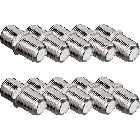 10 x Raccord coupleur connecteur fiche F Femelle - F Femelle Pour câble coaxial Antenne et Parabole Satellite - TNT - SAT