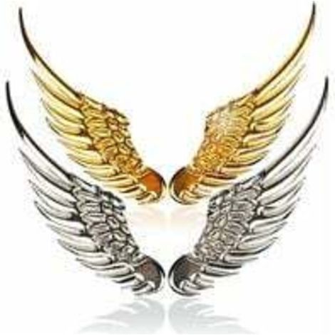 Autocollants de Voiture, 2 Pcs Métal 3D Ailes de Voiture Ailes d'Ange Autocollants de Logo de Voiture Universel, 12.5 × 3.5cm