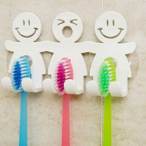 Cute Toothbrush Holder with Suction Cup for Bathroom Wall, Smiley Emoji Home Decor, One Size (1/5)