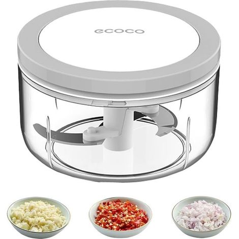 Robot culinaire manuel, hachoir à légumes, hachoir à oignons, hachoir à ail, hachoir à viande, mixeur et mixeur à smoothie, 550 ml (1/5)