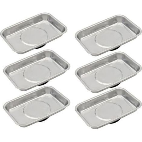 Plateau magnétique 6 pièces, 95 x 65 mm, en acier inoxydable, pour outils, vis, forets et clous, aimant haute performance, plateau magnétique épais (1/4)