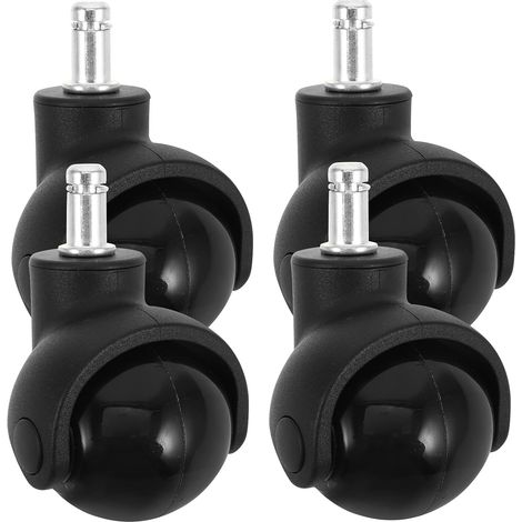 Roulettes à billes pour meubles, lot de 4, noires, en nylon PU