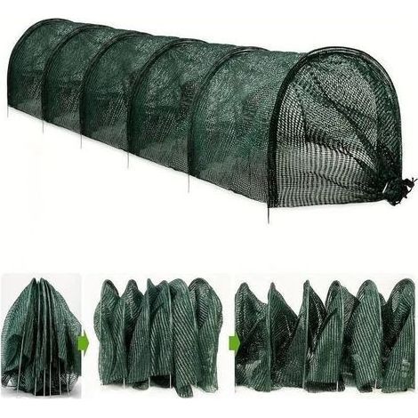 Tunnel de Culture en Plastique Noir 300x45x45 cm avec Filet Anti-Gel, Serre Tunnelle sans Armature pour Potager et Jardin (1/4)