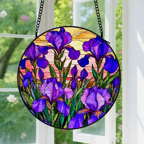 15cm Suspension en vitrail – Attrape-soleil floral aux tons pastel pour fenêtre, porte ou jardin – Décoration et idées cadeaux pour Noël, la fête des Mères ou un anniversaire (pour femmes, maman, gran (1/5)