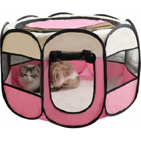 Cage de maternité pliable pour chat rose 72 x 72 x 45 cm modèle 4