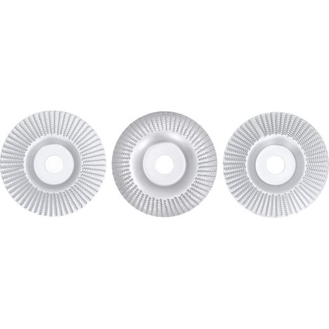 Jeu de 3 disques à sculpter le bois (125 mm de diamètre extérieur, 22 mm de diamètre intérieur) : meules plates, biseautées et courbes pour meuleuse d'angle de 100 mm (4 pouces). (1/5)