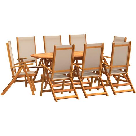 Maison Exclusive - Set Pranzo da Giardino 9pz Legno Massello di Acacia e Textilene