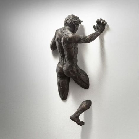 Statue deco,Sculpture murale 3D en résine, objet suspendu de personnages, mouvement tridimensionnel à travers le mur, - Type C (1/4)