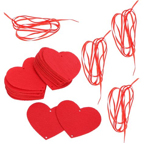 Girlande aus 4 hängenden Herzen, Dekoration für Valentinstag, Hochzeiten und Partys. (1/5)