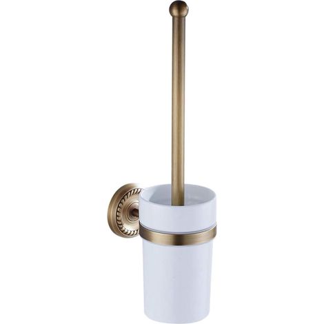 Antique Porte Brosse WC en Laiton Support Brosse WC Ensemble Mural Balai de Toilette Accessoires de Salle de Bain Rétro Vintage (1/5)