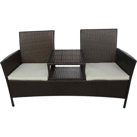 Divano da Giardino Divano da esterno a 2 Posti con Tavolino in Polyrattan Marrone (1/5)
