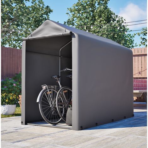 Abri velo exterieur 187x100x160 cm acier gris OKMYHOME