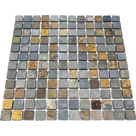 Mosaïque en schiste 30.5x30.5cm – Épaisseur 0.8cm – Pour sol intérieur – Aspect rustique – Barwolf