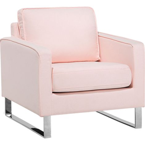 Sillón tapizado rosa patas plateadas sala de estar moderna Vind