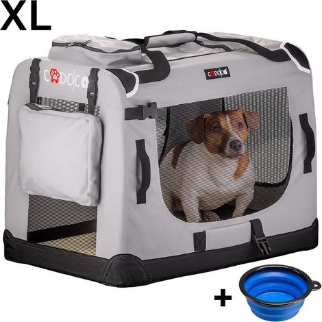 Dog carrier xl folding fabric grey 82x56x58cm