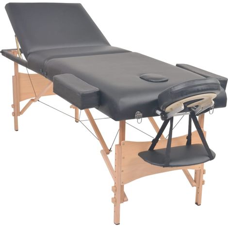 Table de massage pliable à 3 zones 10 cm d'épaisseur Noir CFW475613 (1/5)