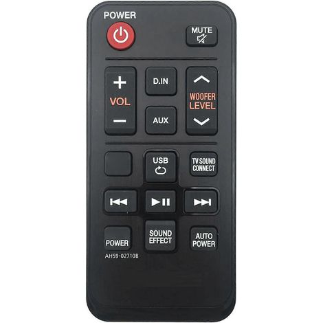 Télécommande de remplacement AH59-02710B pour barres de son Samsung HW-J250 et HW-JM25, compatible avec les barres de son Echo (noire). (1/5)