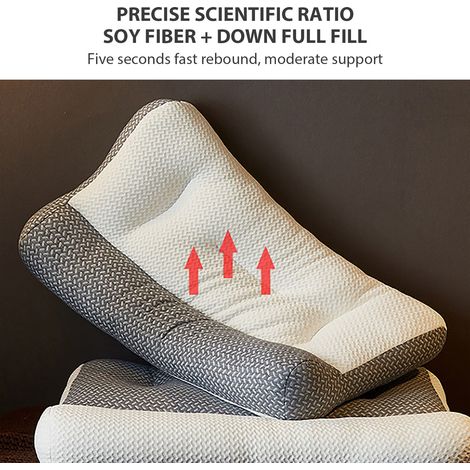 Oreiller cervical ergonomique en fibres de soja pour soulager les douleurs cervicales et des épaules (1/5)