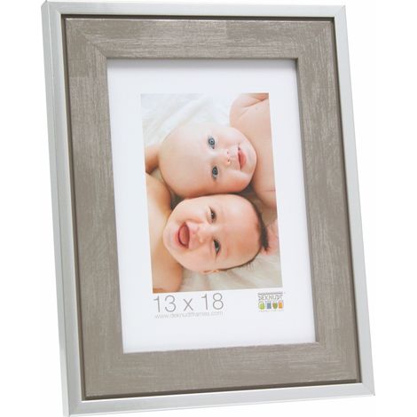 Cadre Photo avec Filet Bois Gris/Argenté 30 x 45 cm (1/3)