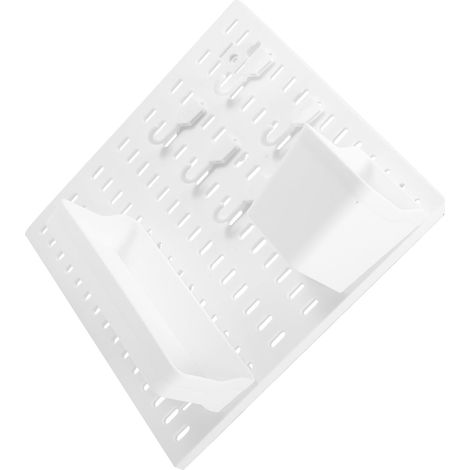 Étagère Panneau Perforé Mural sans Perçage Kit Combiné en Plastique Blanc Grand Format Organisateur Polyvalent pour Entrée Bureau Salle D’Artisanat Rangement Suspendu (1/5)