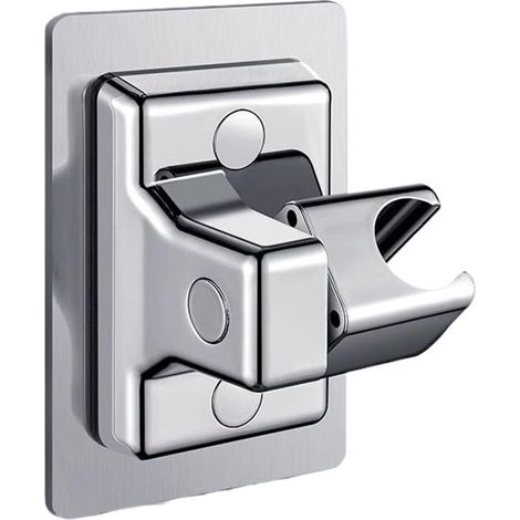 Support de douchette de salle de bain sans perçage, réglable, en ABS, fixation murale (support argenté) (1/5)