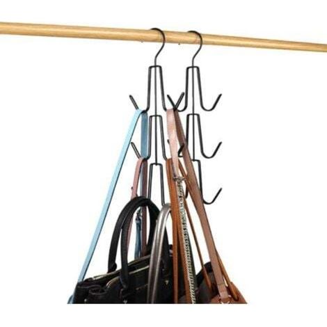 Handtaschenaufhänger, Handtaschenhalter, 2er-Set platzsparende Metallaufhänger, Kleiderschrankorganisation, Aufbewahrungstaschen für Handtaschen, Rucksäcke, Tanktops, Gürtel (schwarz)