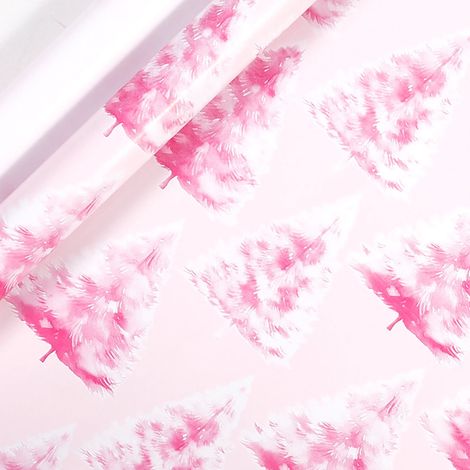 Papier d'emballage - 3 m x 50 cm - 80 g/m² - Motif Arbre de Noël Rose - Pour Cadeaux Fêtes - 1 Rouleau (1/5)