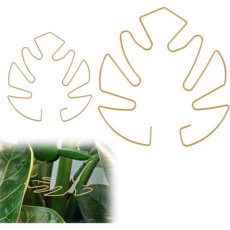 2pcs Leaf Plant Support, 2 Size Climbing Plant Stem Stand Hooks Ideal Monstera Stakes Grapple Pole Holder Turtle Shell Clamp Set for Thriving Growth Plant(Gold) (1/5)