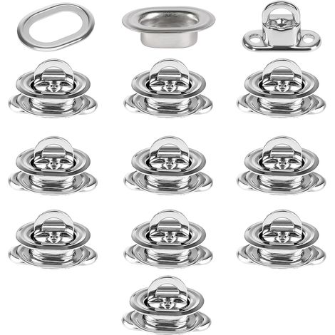 Lot de 10 Fermetures Rotatives en Cuivre Plaqué Argent – Fermoir Rotatif Ovale en Croix pour Bâches, Sacs, Bateaux, Remorques Et Tentes – Résistant Au Vent Et Anti-Vol (1/5)