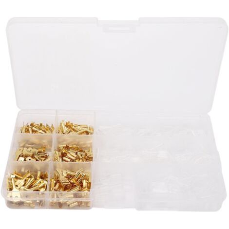 270pcs Brass Crimp Terminal Connector Insulating Sleeves Assorted Kit Cold Pressed 2.8mm 4.8mm 6.3mm Male Female Spade,DUBUNS (1/5)