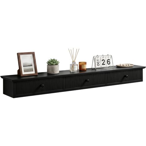 HOMCOM Shelf Wall-Mounted 93 x 15 x 10 cm Black (1/5)