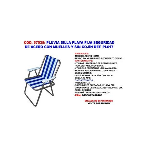 Chaise de plage/camping fixe en acier 18mm 51x53x75 XYC047PL617