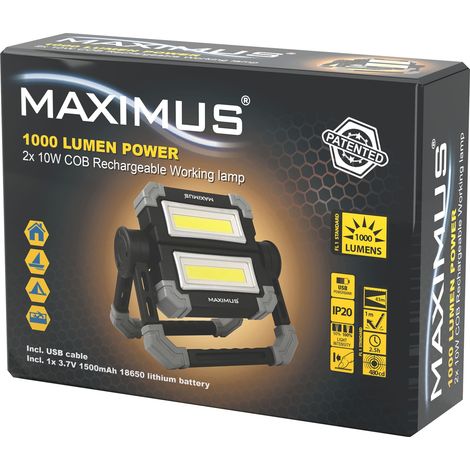 Projecteur de chantier portatif rechargeable Maximus M-WKL-021 - 2x500lm (1/2)