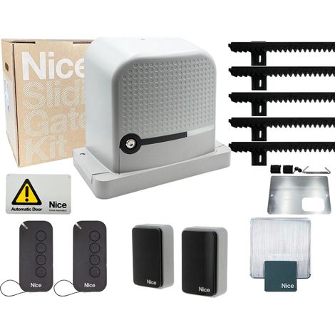Kit NICE RBS400BDKCE ROBUS RBS 400 avec crémaillère de 5 m pour automatisation de portails coulissants 400 kg 24 V