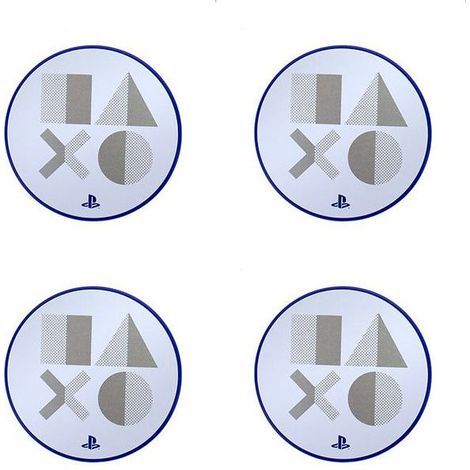 Dessous de verre - Playstation - PS5 - Métal brossé - Dos en liège - 9 cm de diamètre (1/4)