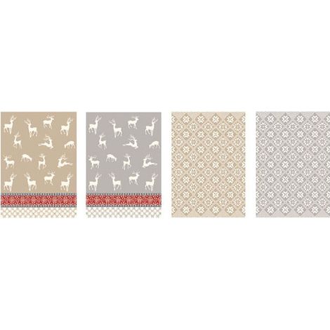 Strofinaccio in cotone Natale Lapponia 50 x 70 cm x 4 - Tissages De Beaulieu