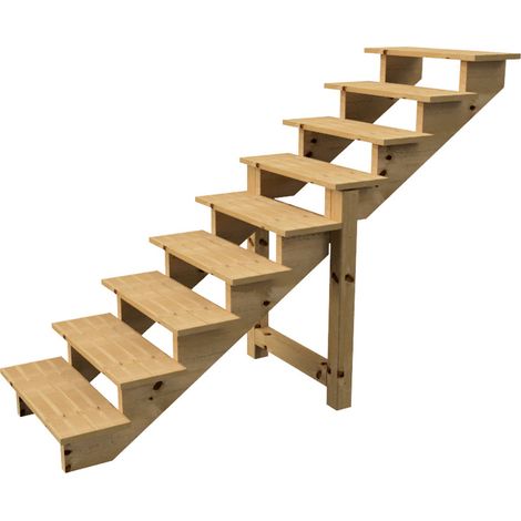 Außentreppe Holz Höhe 156cm 9 Stufen, Breite 80cm, OHNE Setzstufen