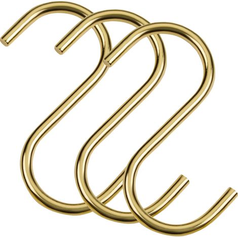 3x SOTECH S-Haken für Rundstäbe bis Ø 30 mm für Garderoben, Küchenreling uvm. Antik Gold galvanisiert