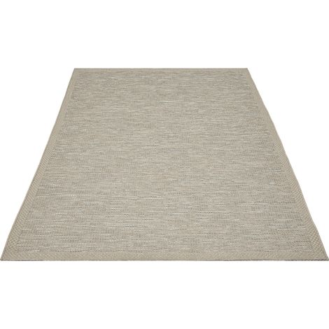 FLOORNOVO In- & Outdoor Teppich Grau Fischgrätmuster - 220 x 160 cm - Flachgewebe für Garten Balkon Terrasse und Innenbereich - Robust & Pflegeleicht - einsetzbar im Innen- und Außenbereich (1/2)