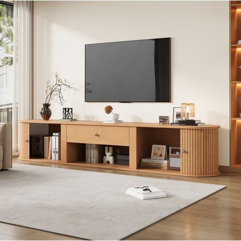 Mobile TV 180x40x40 cm in legno naturale con contenitore per soggiorno FloraGrace (1/5)