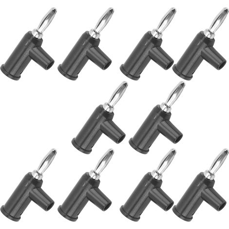 Packung mit 10 stapelbaren 4 mm (0,2 Zoll) Standard-Bananensteckern aus lötfreiem Messing für Sicherheitszubehör, schwarz. (1/5)