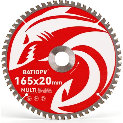Circular Saw Blade 165 x 20 mm - Ideal for Metal (Mild Steel, Iron, Aluminium, Tubes), Wood and Plastic - 60 Teeth - Compatible with , - Multi-Material (1/5)